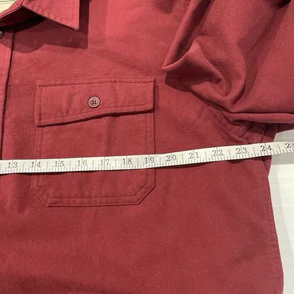 LL Bean Long  Sleeve Heavy Button Down 100% Cotton Mens Size Large Red/Maroon - Picture 4 of 6